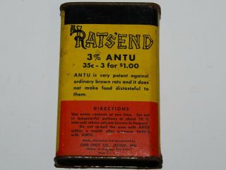 Vintage Rats End Rat Poison Tin Advertising Full Skull And Cross Bones One - Spot