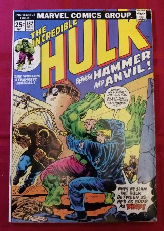 The Incredible Hulk 182 (dec 1974,  Marvel) 3rd Wolverine,  2nd Cameo,  With Mvs