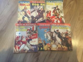 Vintage C1950s Told In Pictures Comic Books Picture Book Rob Roy X 6