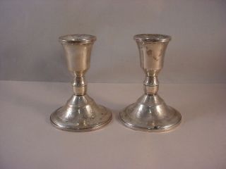 Set Of Two Sterling Silver Weighted Candle Holders - Duchin For Scrap/resto