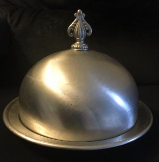Vintage Preisner Pewter Covered Butter Dish With Glass Bowl