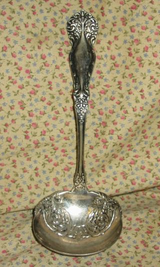 Antique W.  F.  Wm Rogers A1 Silverplate Soup Ladle Spoon Raised Scrolls No Mono