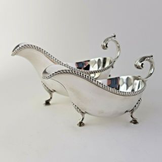 Graduated Pair Vintage Silver Plate Sauce Boats Silver Plated On Copper :a8