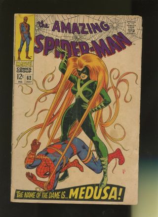 Spider - Man 62 Pr 0.  5 1 Book Marvel Medusa Inhumans 1968 Parker