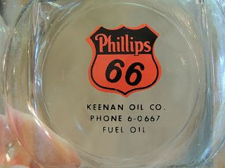 Vintage PHILLIPS 66 Glass Ashtray Advertising Keenan Fuel Oil Co.  in Penna. 2