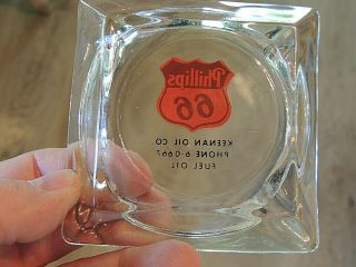 Vintage PHILLIPS 66 Glass Ashtray Advertising Keenan Fuel Oil Co.  in Penna. 3