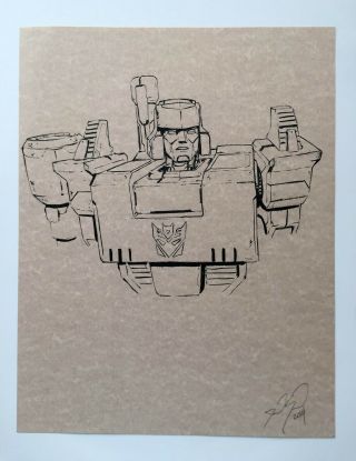 Transformers G1 Megatron 9x12 " Black & White Art Commission Sketch