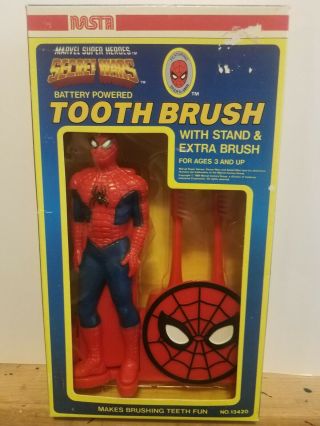 1984 Marvel Secret Wars Spider - Man Battery Powered Toothbrush Made By Nasta