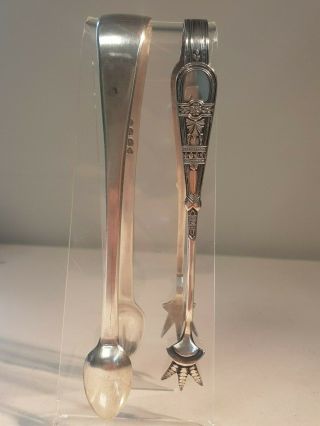 Two Pairs Sugar Tongs 1 X Vintage Claw Feet D & A Plate 1 X Antique Silver 1832