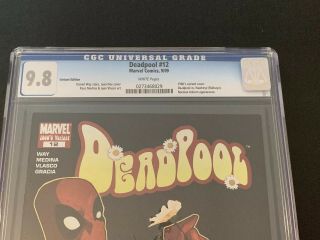 Deadpool 12 (2009) 1960 ' s Variant Cover CGC 9.  8 White Pages Small Crack In Case 2
