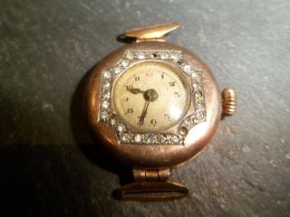 Antique Victorian 9ct Rose Rolled Gold And White Stone Watch - Restoration