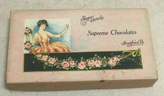 Vintage Cardboard Candy Box Sugar Bowls Supreme Chocolates Bradford,  Pa,  1920 