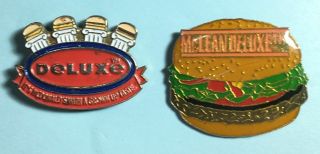 2 Mcdonalds Failed Product Promo Pins - 1991 Mclean Deluxe,  The Arch Deluxe