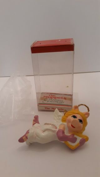 Vintage Miss Piggy Christmas Tree Ornament 1982 Muppet Henson Flying Angel W/box