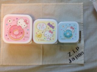 Sanrio Hello Kitty Food Container Set Lunch Box Donuts Kawaii Cute Bento F/s Zjp
