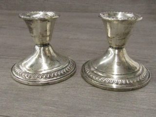 Sterling Silver Weighted Candlestick Candle Holders Vintage Reinforced