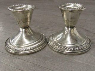 Sterling Silver Weighted Candlestick Candle Holders Vintage Reinforced 2