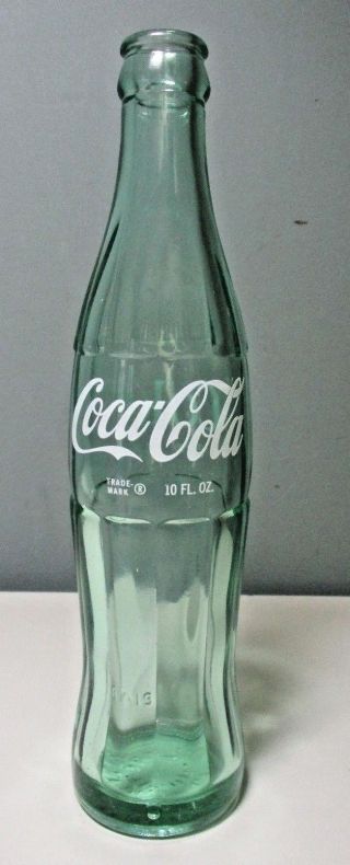 Euc " Coca Cola " 10 Oz.  Green Glass Hobbleskirt Soda Bottle Alexander City,  Ala