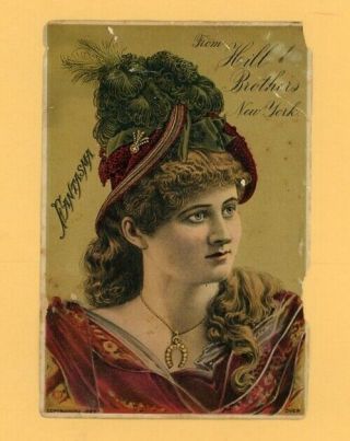 Orleans Worlds Fair 1885 Hill Bros Millinery Goods Hat Trade Card " Fantasma "