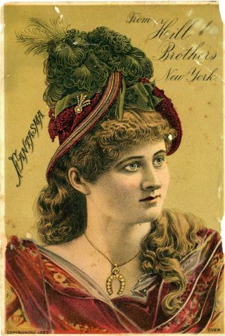 Orleans Worlds Fair 1885 Hill Bros Millinery Goods Hat Trade Card 