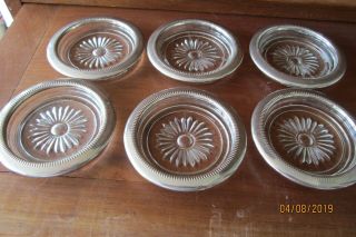 Vintage Leonard Italy Silver Plate And Cut Glass Coasters.  Set Of 6.  Vgc