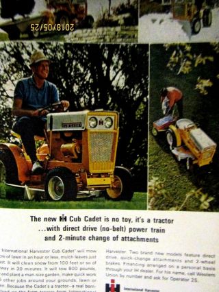 1964 International Harvester Cub Cadet Boys & Baseball Print Ad - 9 X 10 "