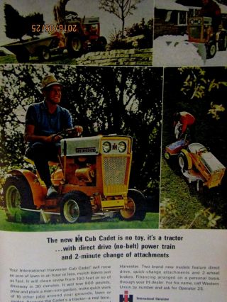 1964 International Harvester Cub Cadet Boys & Baseball Print Ad - 9 x 10 