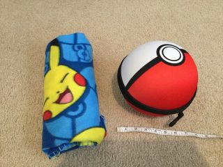 Pokemon Poke Ball Zipper Case Pikachu Throw Fleece Security Blanket 40x50 M2