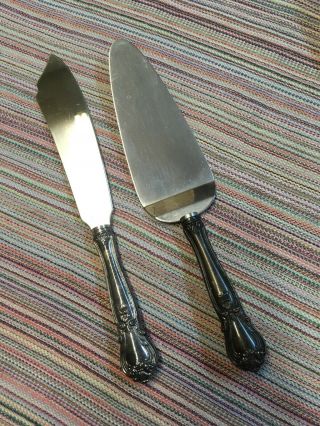 Vintage Damascus Sterling Handle Cake And Pie Servers Set Of 2