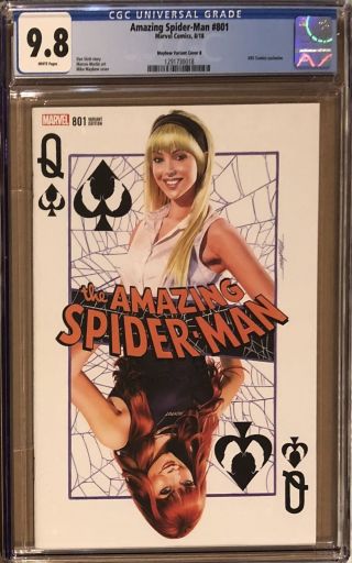Spider - Man 801 Mike Mayhew Variant B " Gwen Stacy " Cgc 9.  8