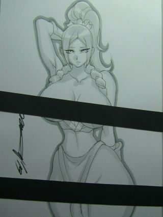 Mai Shiranui Girl Sexy Busty Sketch Pinup - Daikon Art