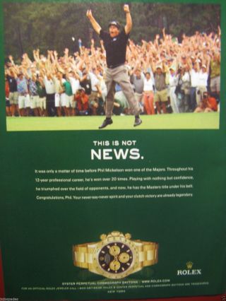 2004 Rolex Phil Mickelson - This Is Not News - Print Ad 8.  5 X 11 "