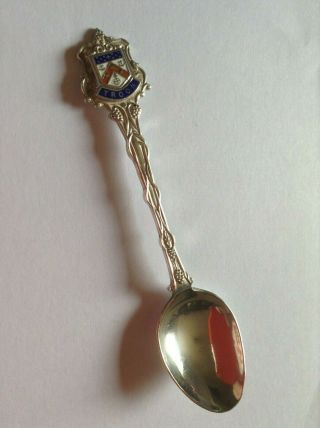 Vintage Solid Sterling Silver And Enamel Troon Souvenir Spoon.  Birmingham 1965