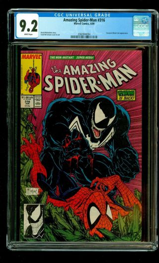 Spider - Man 316 Cgc 9.  2 1st Venom Cover Mcfarlane Marvel Comics
