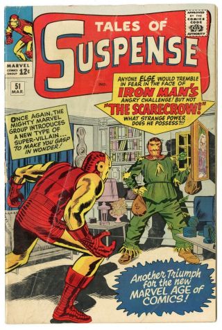 Tales Of Suspense 51 G/vg 3.  0 White Pages 1st App.  The Scarecrow Marvel 1964