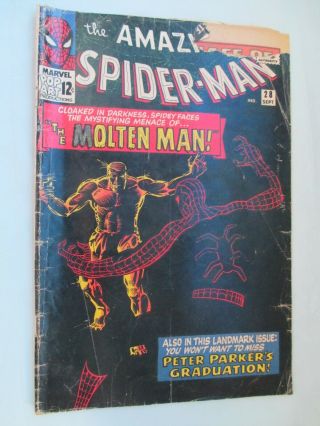 Spider - Man 28 Marvel 1965 1st Appearance Molten Man Stan Lee