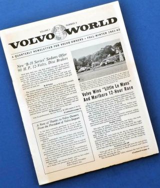 Volvo World Fall - Winter 1961 - 62 Newsletter 544 122s 1800 B - 18
