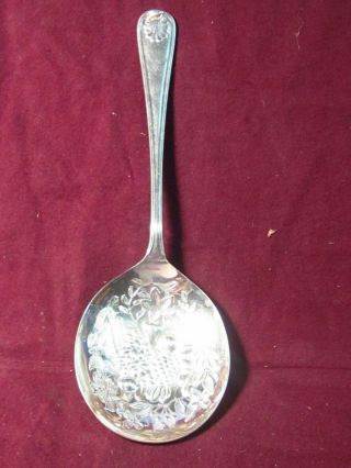 English Silverplate Sheffield Berry Serving Spoon 8 1/2 "