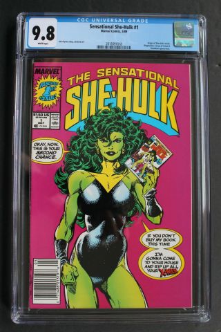 Sensational She - Hulk 1 Origin Jennifer Walters Tv 1989 Headmen Gga Byrne Cgc 9.  8