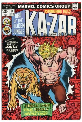 Astonishing Tales 16 Nm,  9.  6 White Pages Ka - Zar Marvel 1973