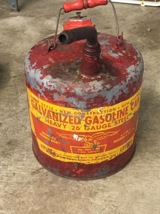 Vintage Antique Eagle 2.  5 Gal Metal Gas Can