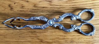 Vintage Barwear Ice Tongs Ornate Silver Plate Made In Italy Claw Feet