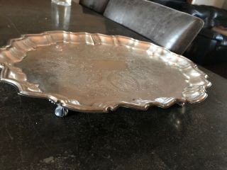 Vintage W & S Blackinton Scroll Floral Silver Plated 4 - Footed Oval Serving Tray