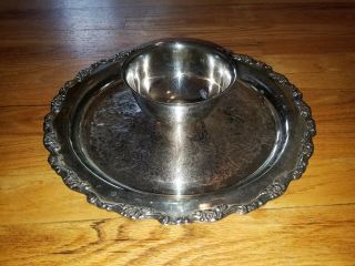 Vintage Round Silver Plate Silverplated Oneida Relish Dip Serving Tray Bowl