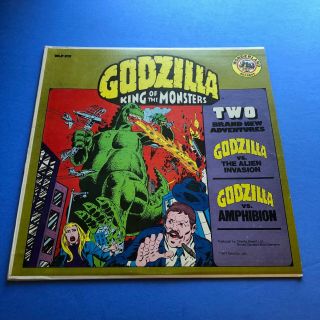 " Godzilla " King Of The Monsters Lp Record 1977 Toho Co.  Wonderland Records Vg,