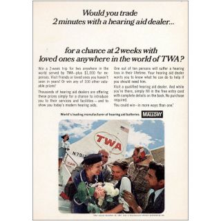 1967 Mallory Hearing Aid: Would You Trade,  Twa Vintage Print Ad