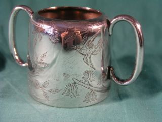 Antique Silver Plated Sugar Bowl By Walker & Hall Engraved Birds Diamond Rd No.