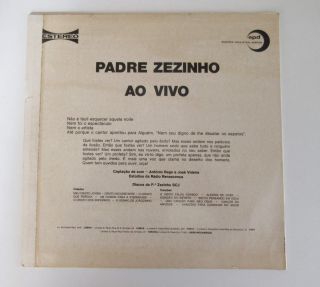 PADRE ZEZINHO SCJ Ao Vivo em Portugal LP RARE ICONIC BRAZIL RELIGIOUS FOLK 2