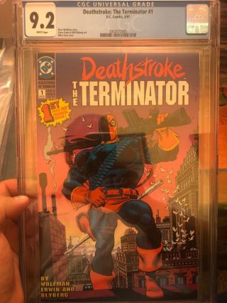 Deathstroke The Terminator 1 Dc Comics Cgc 9.  2 1991 White Pages