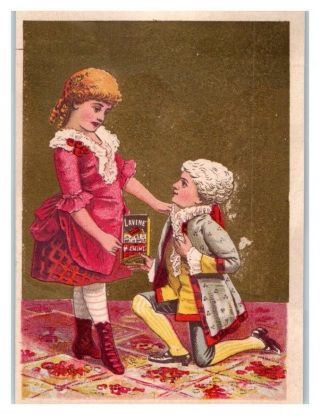 Lavine Soap,  Colonial Boy On One Knee Victorian Trade Card